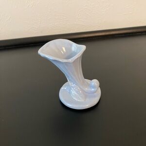 Vintage Niloak pottery. Blue cornucopia horn of plenty vase.